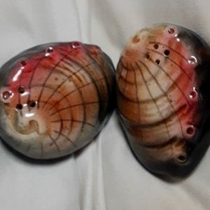 Beautiful Porcelain Seashell Salt N Pepper Shakers,  missing stoppers